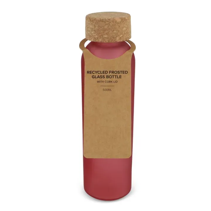 Frosted recycled glass bottle with cork lid 500ml - LT98880 (N5421)
